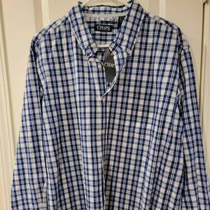 Chaps Mens Shirt Blue Checkered XL Button Down